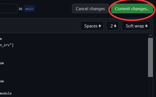 Commit Changes button