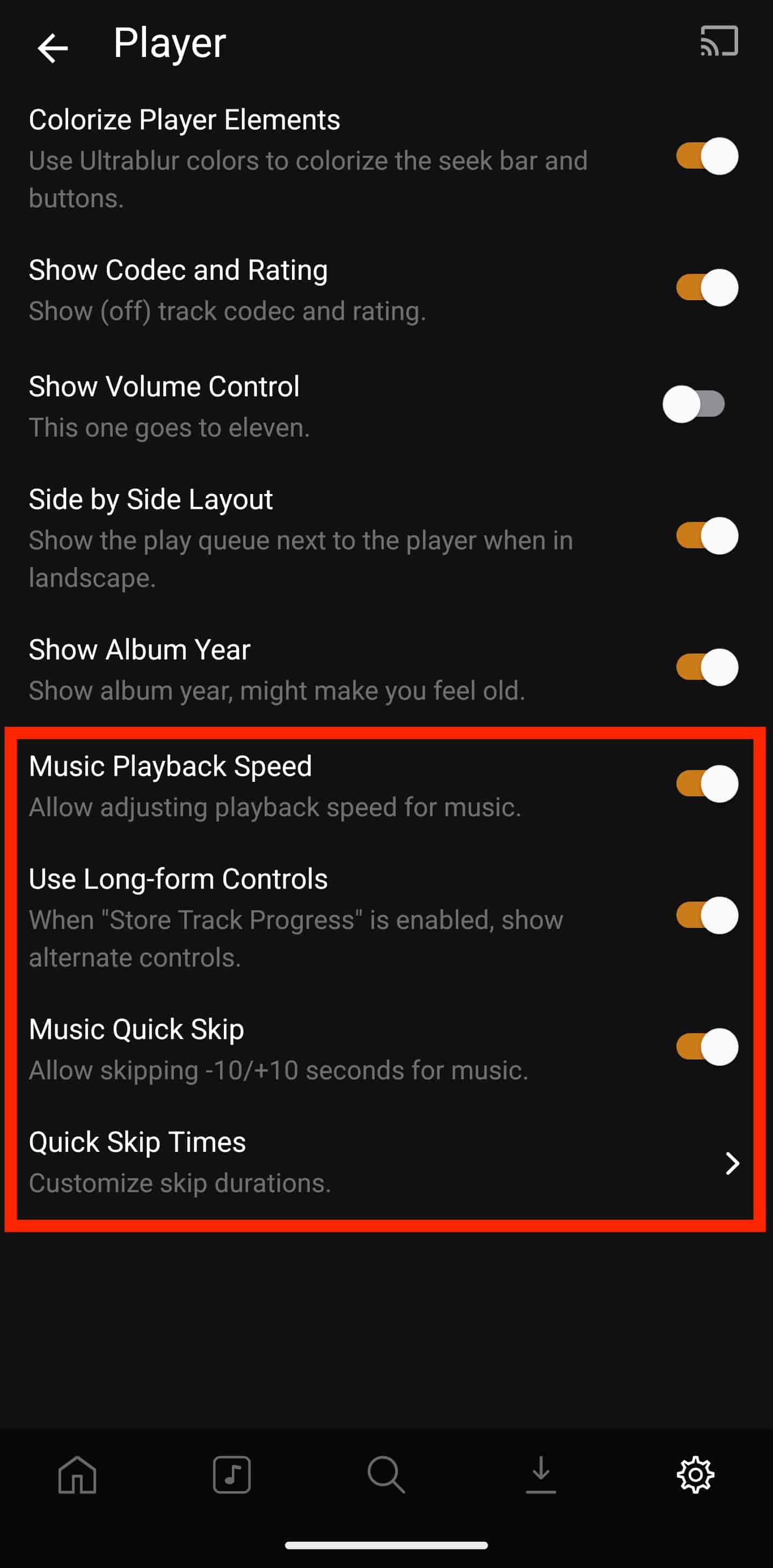 Plexamp Appearance Settings